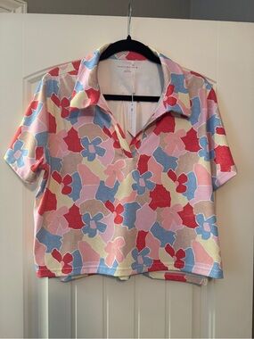 Travis Mathew Women's Floral Polo Top - Multicolor, L, NWT